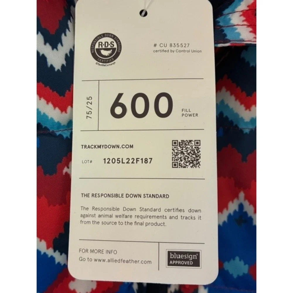 Lands' End Puffer Vest Women 1X Red Blue NWT 600 Fill‎ Power Down Fair Isle